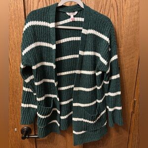 Green and white stripped cardigan